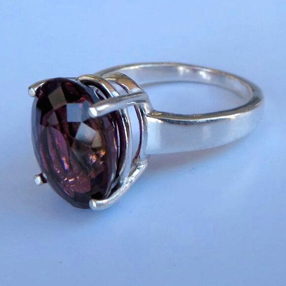 Rare Large Natural Grape Red Tourmaline Rubellite In Sterling Silver Ring - Picture 10 of 11